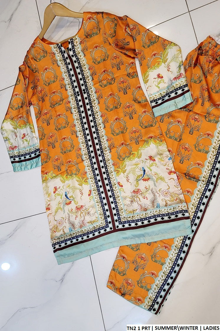 TN2 1 PRINT Pakistani women's silk straight shirt back view