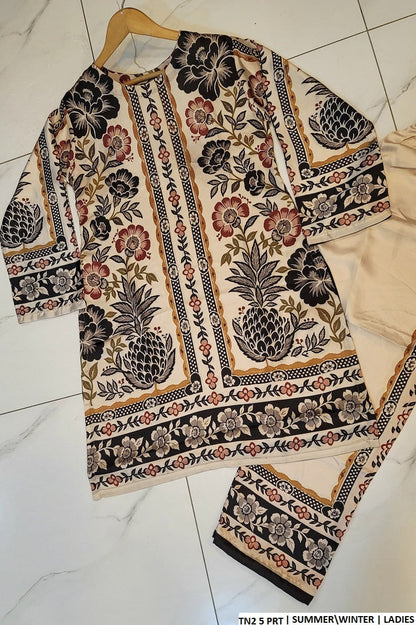 TN2 5 Pakistani women's silk formal straight shirt back view