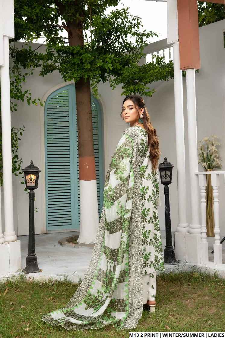 Pakistani women's lawn A-Line printed casual outfit back view