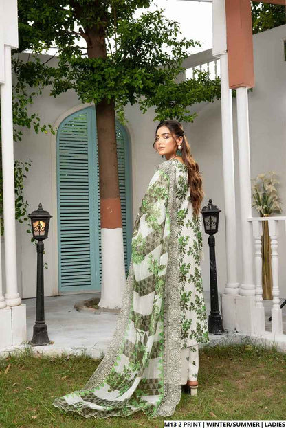 Pakistani women's lawn A-Line printed casual outfit back view