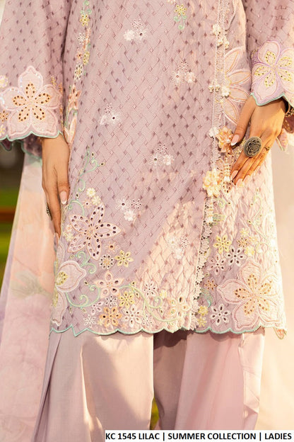 Pakistani women's lilac cotton chikankari angrakha short shirt back view