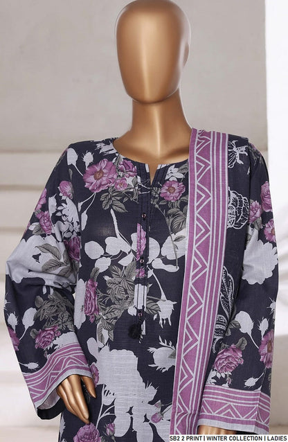 Lawn A-Line printed shirt - Pakistani women's casual summer outfit with cotton trouser and lawn dupatta front view