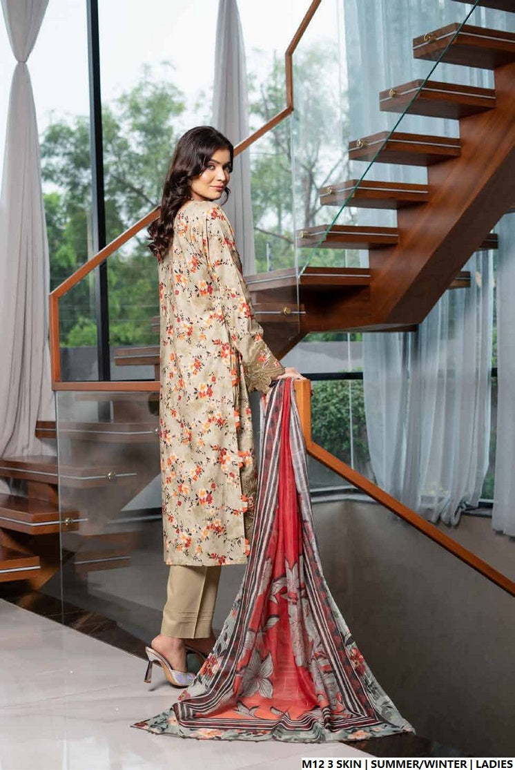 Pakistani women's lawn A-Line printed casual outfit back view