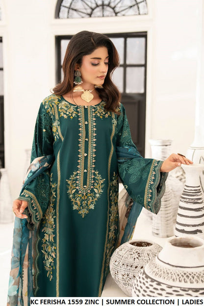 Pakistani women's zinc grey cotton straight shirt plazo back view