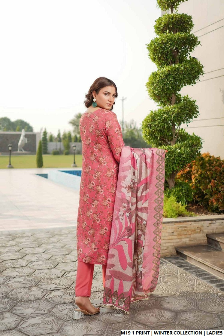 Pakistani women's lawn A-Line printed casual outfit back view