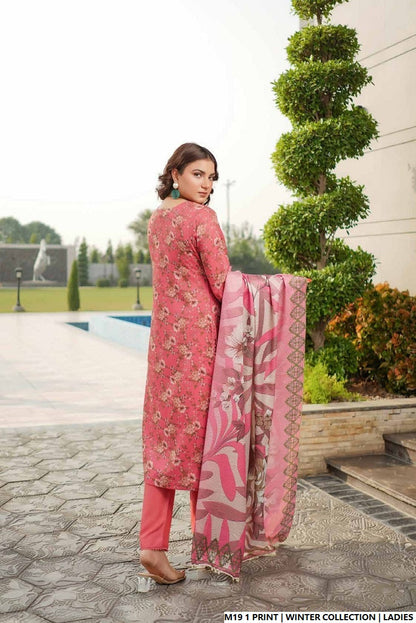 Pakistani women's lawn A-Line printed casual outfit back view