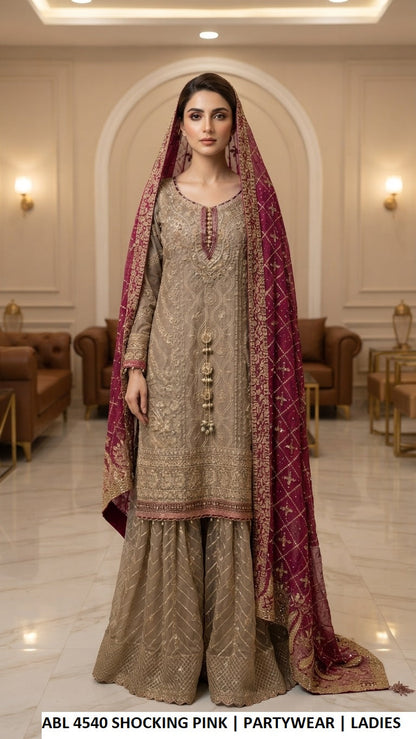 ABL 4540 SHOCKING PINK | DOUBLE DUPATTA
