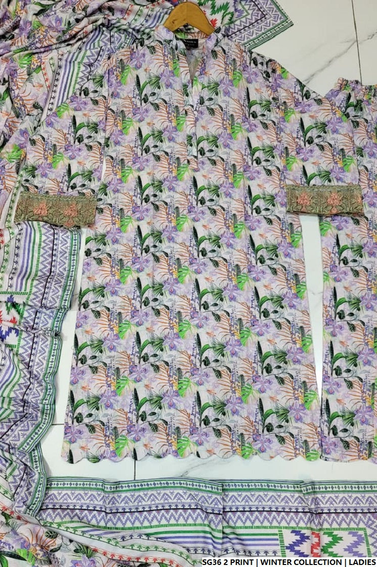 Pakistani women's lawn A-Line printed casual outfit full view
