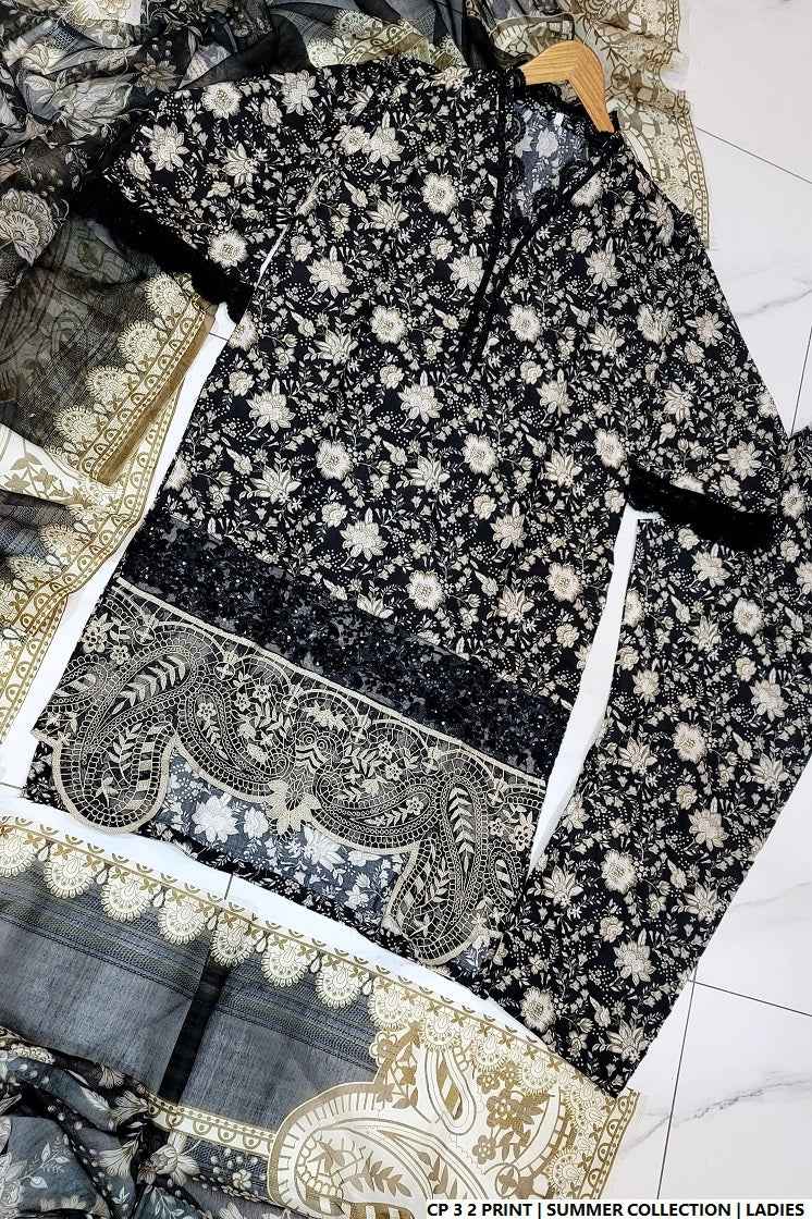 Pakistani women's lawn 2-piece printed casual suit side view