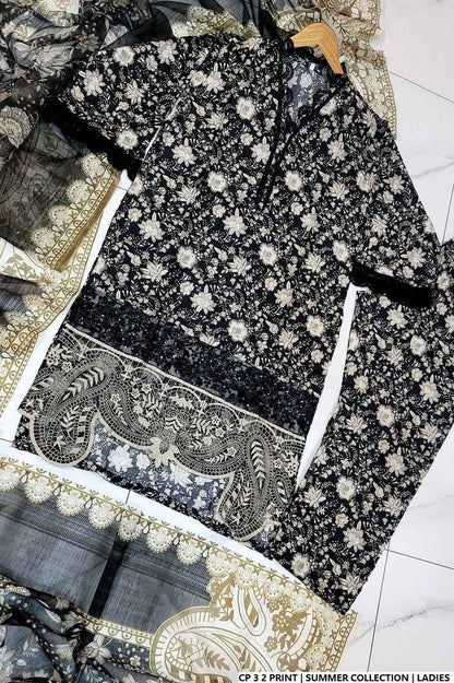 Pakistani women's lawn 2-piece printed casual suit side view