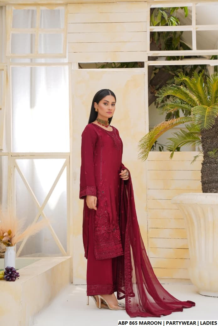 Pakistani women's maroon silk straight shirt full view