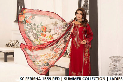 Pakistani women's red cotton straight shirt plazo back view