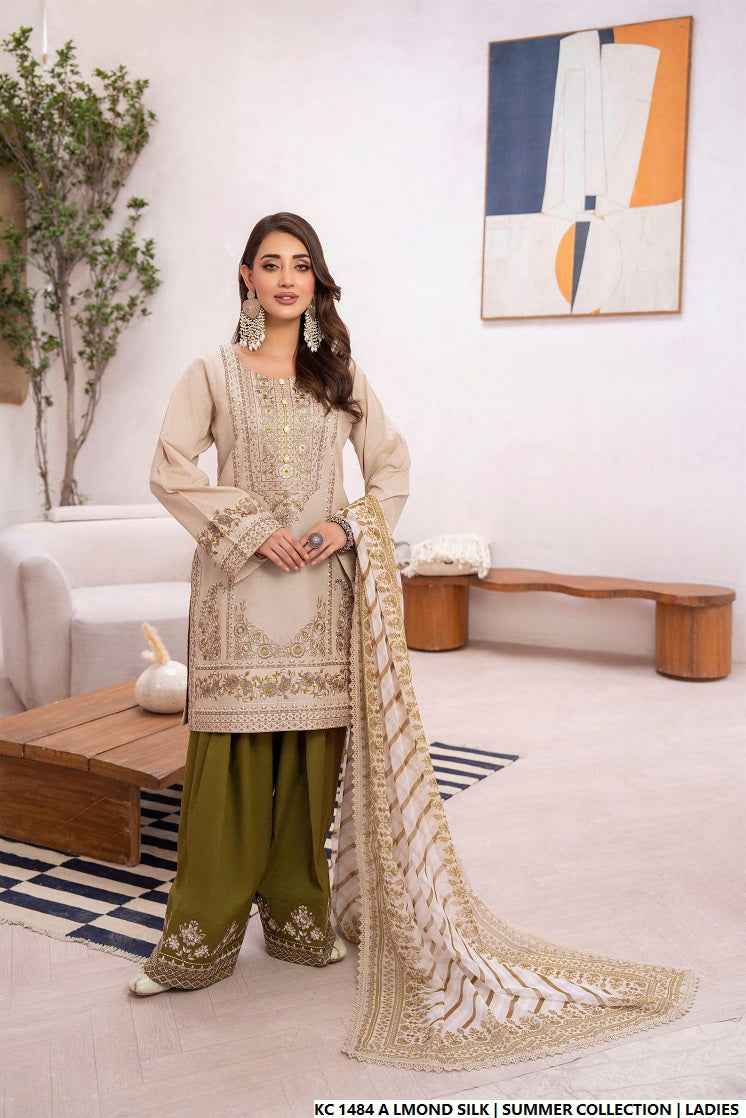 KC 1484 ALMOND SILK | FARSHI SHALWAR