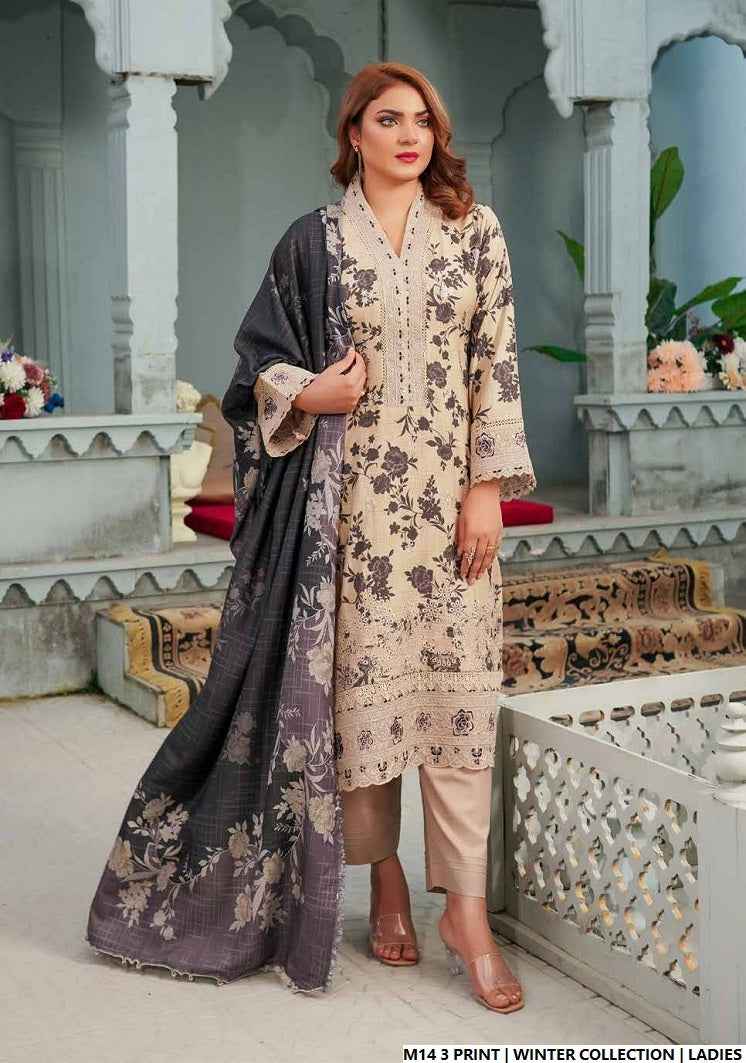 Lawn A-Line printed shirt - Pakistani women's casual summer outfit with cotton trouser and lawn dupatta front view