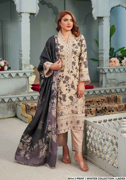 Lawn A-Line printed shirt - Pakistani women's casual summer outfit with cotton trouser and lawn dupatta front view