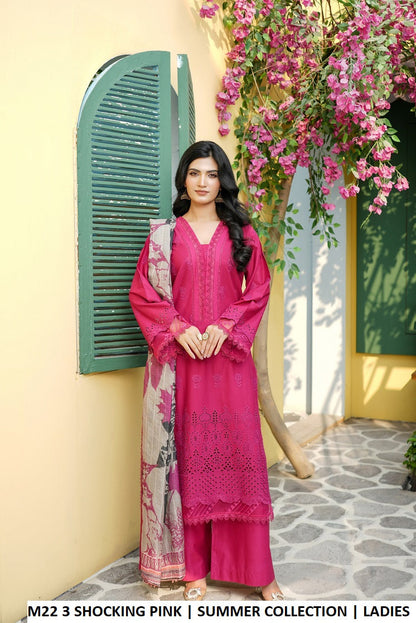 Cotton straight shirt plazo - Pakistani women's casual everyday outfit with digital print dupatta front view