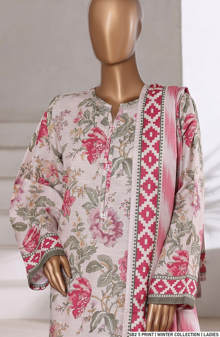 Lawn A-Line printed shirt - Pakistani women's casual summer outfit with cotton trouser and lawn dupatta front view