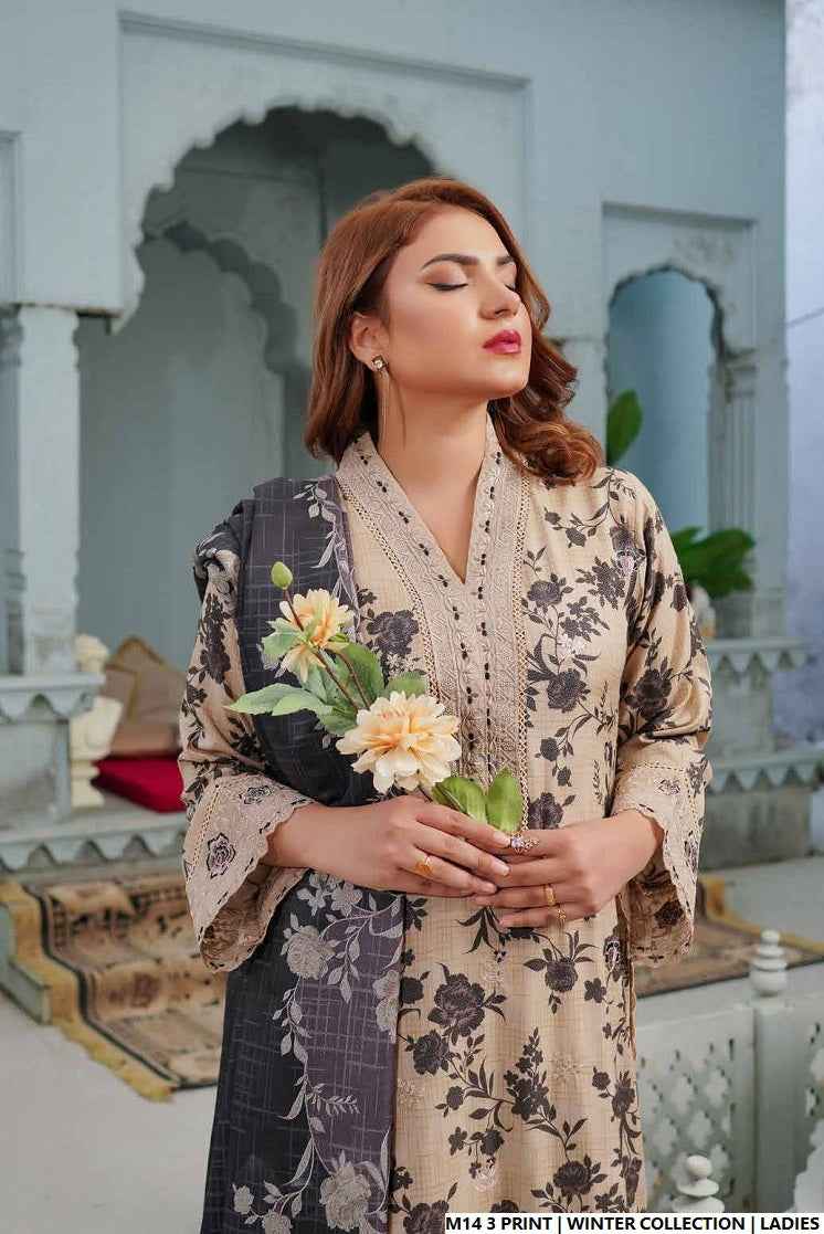 Pakistani women's lawn A-Line printed casual outfit back view