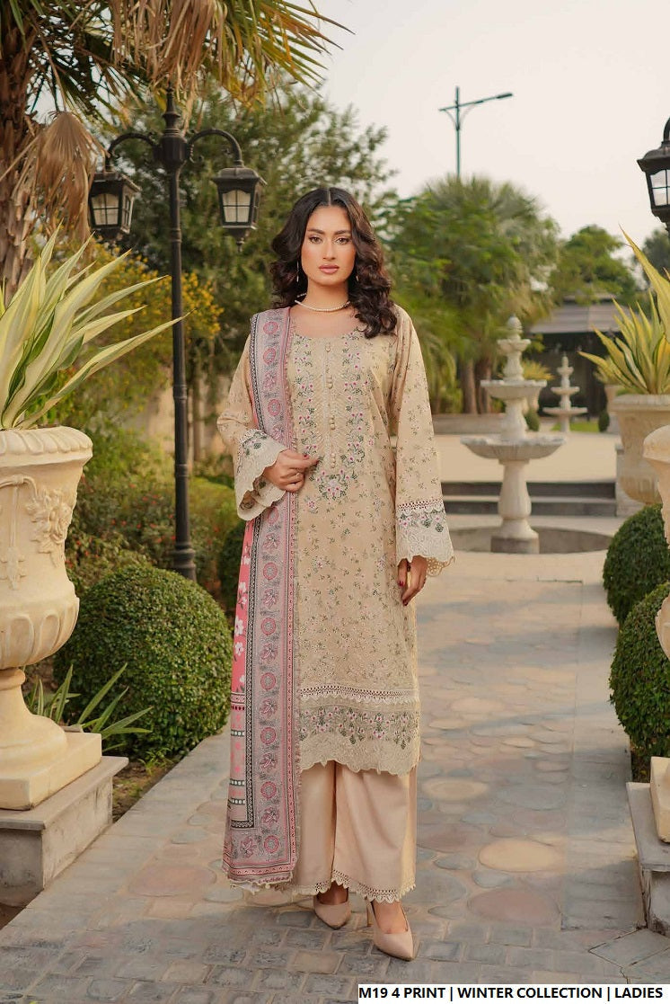 Lawn A-Line printed shirt - Pakistani women's casual summer outfit with cotton trouser and lawn dupatta front view