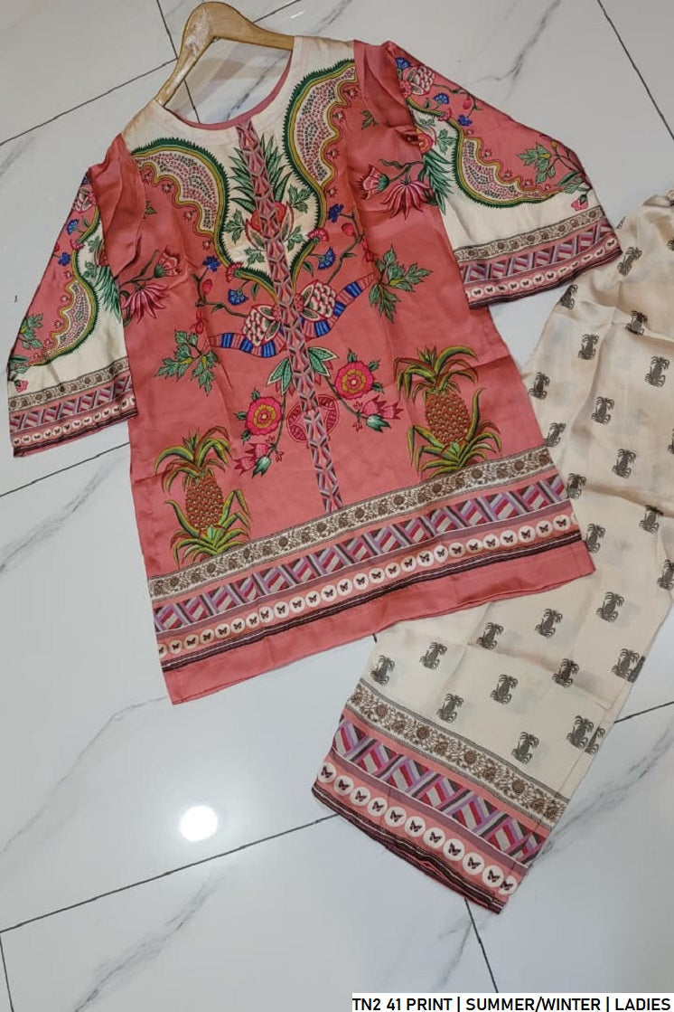 Pakistani women's lawn 2-piece printed casual suit full view