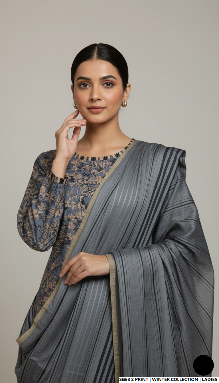 Pakistani women's lawn A-Line printed casual shirt side view