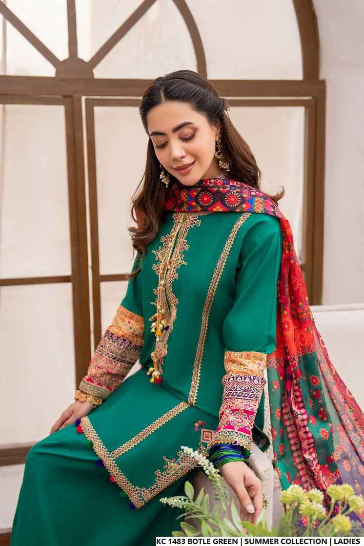 KC 1483 BOTTLE GREEN | FARSHI SHALWAR