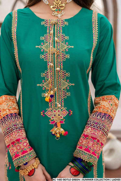 KC 1483 BOTTLE GREEN | FARSHI SHALWAR