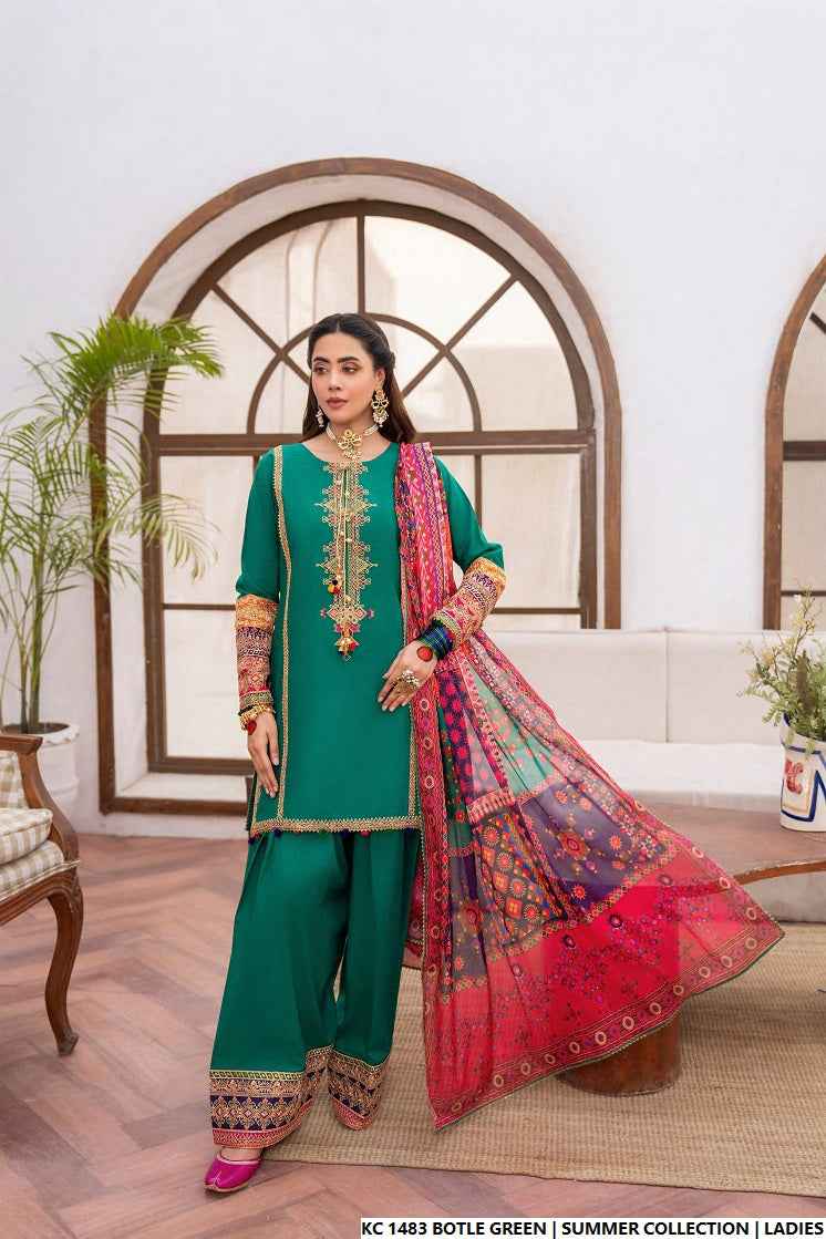 KC 1483 BOTTLE GREEN | FARSHI SHALWAR
