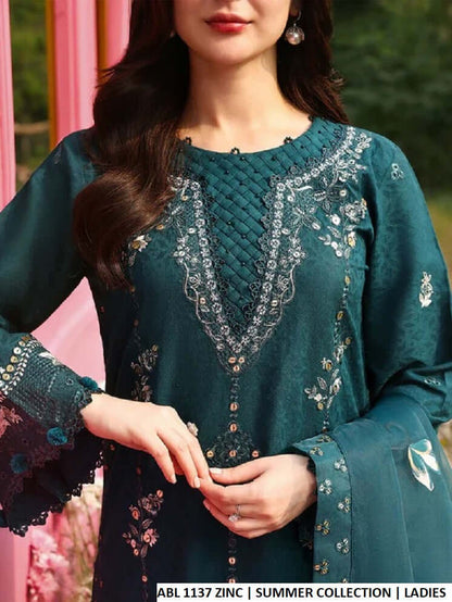 Zinc grey cotton Pakistani women's straight shirt with plazo side view