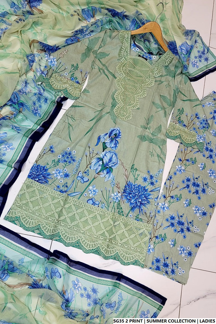 Pakistani women's lawn A-Line printed casual shirt side view