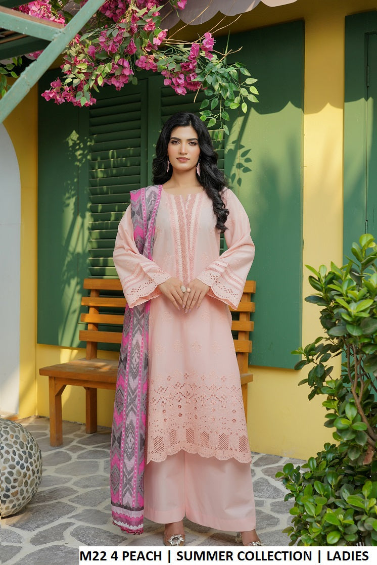 Cotton straight shirt plazo - Pakistani women's casual everyday outfit with digital print dupatta front view