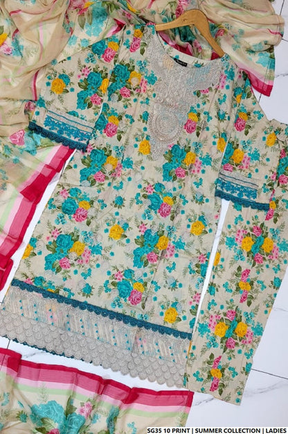 Pakistani women's lawn A-Line printed casual shirt side view