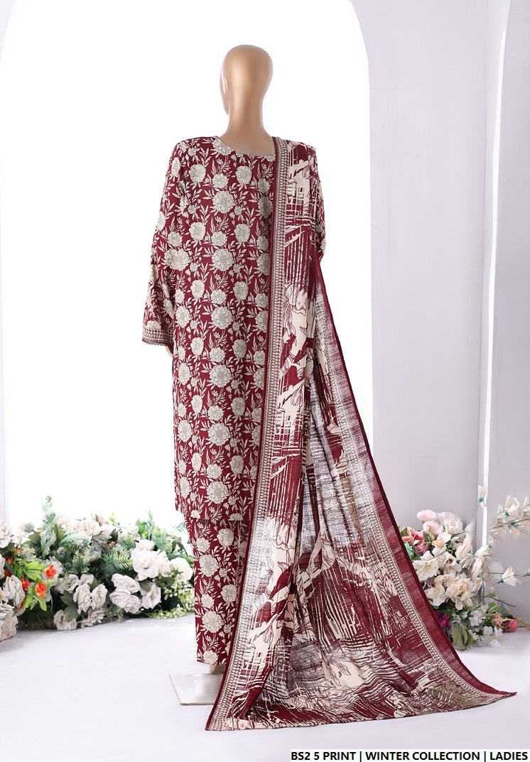 Pakistani women's lawn A-Line printed casual outfit back view
