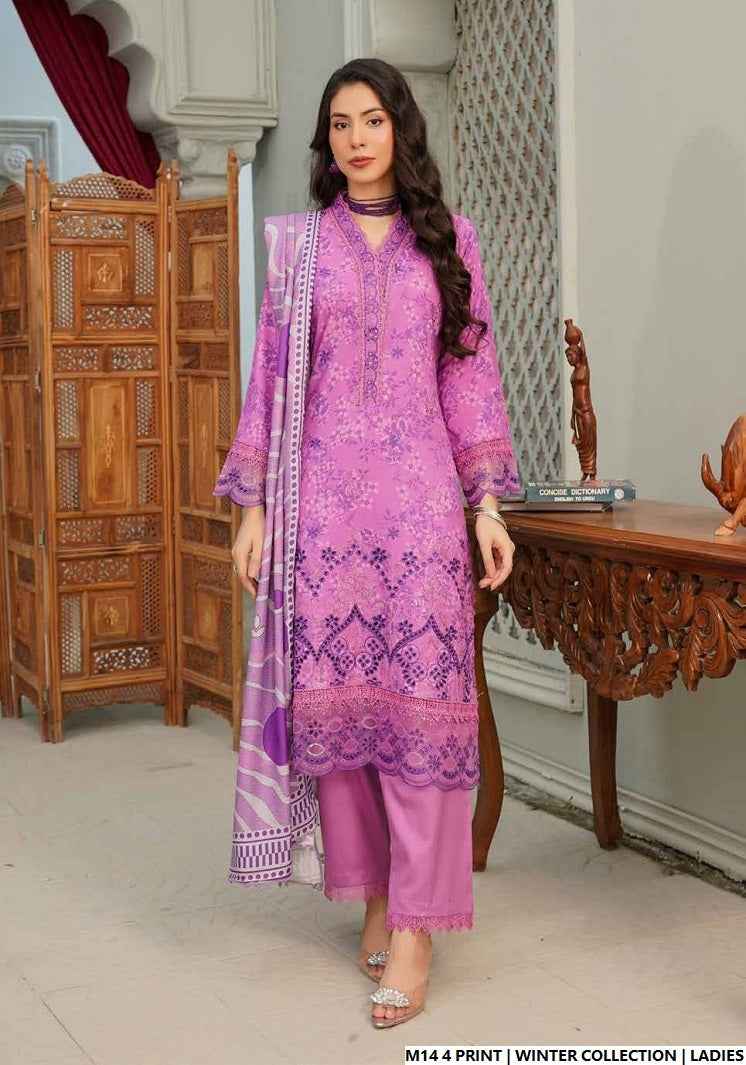 Lawn A-Line printed shirt - Pakistani women's casual summer outfit with cotton trouser and lawn dupatta front view