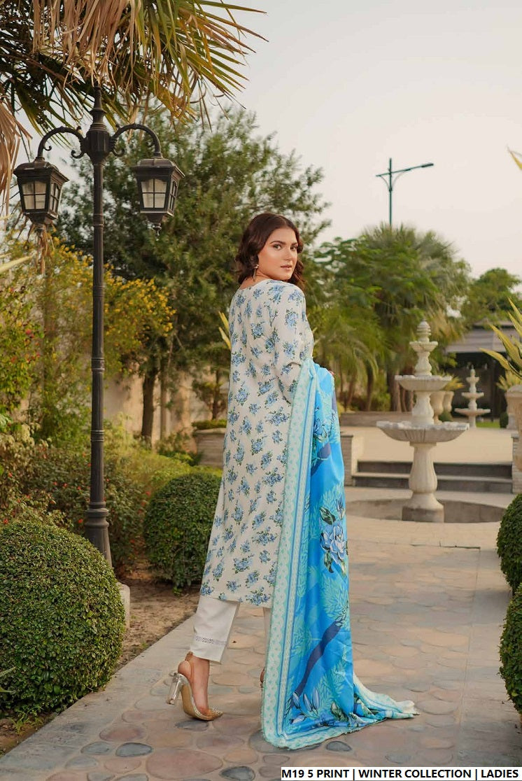 Pakistani women's lawn A-Line printed casual outfit back view