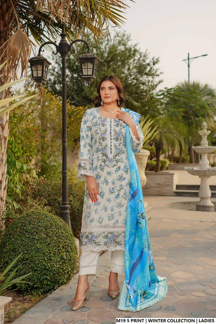 Lawn A-Line printed shirt - Pakistani women's casual summer outfit with cotton trouser and lawn dupatta front view