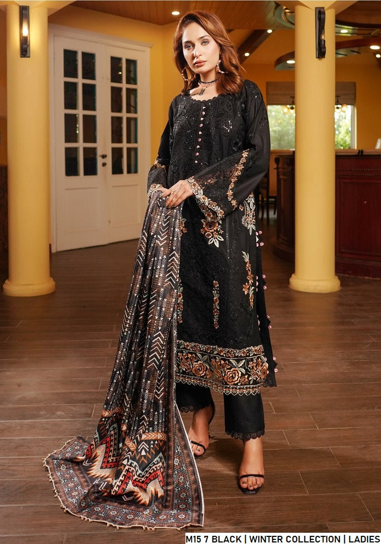 Pakistani women's black lawn A-Line casual shirt detail view