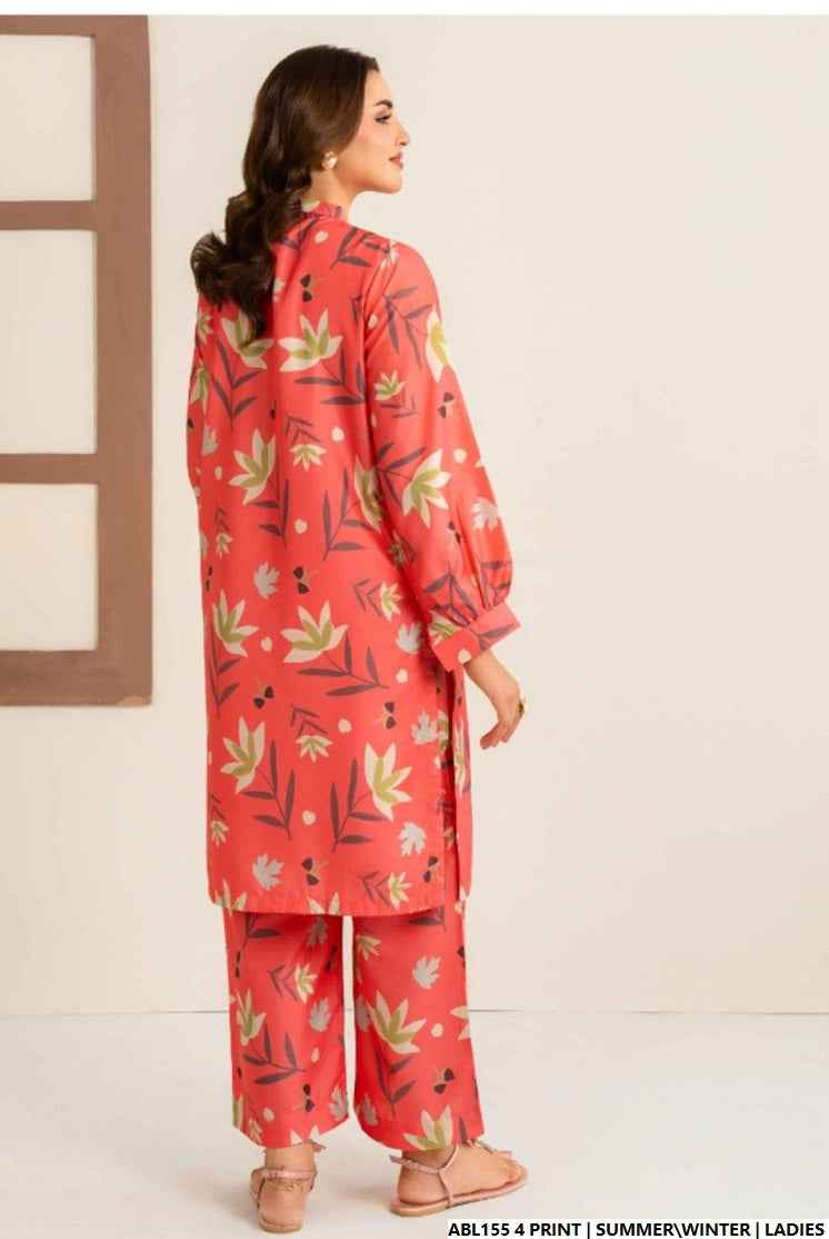 Pakistani women's lawn 2-piece printed casual suit back view