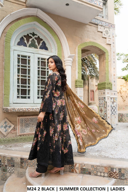 M24 2 PRINT - Elegant Printed Lawn 3-Piece Women's Long Frock Suit