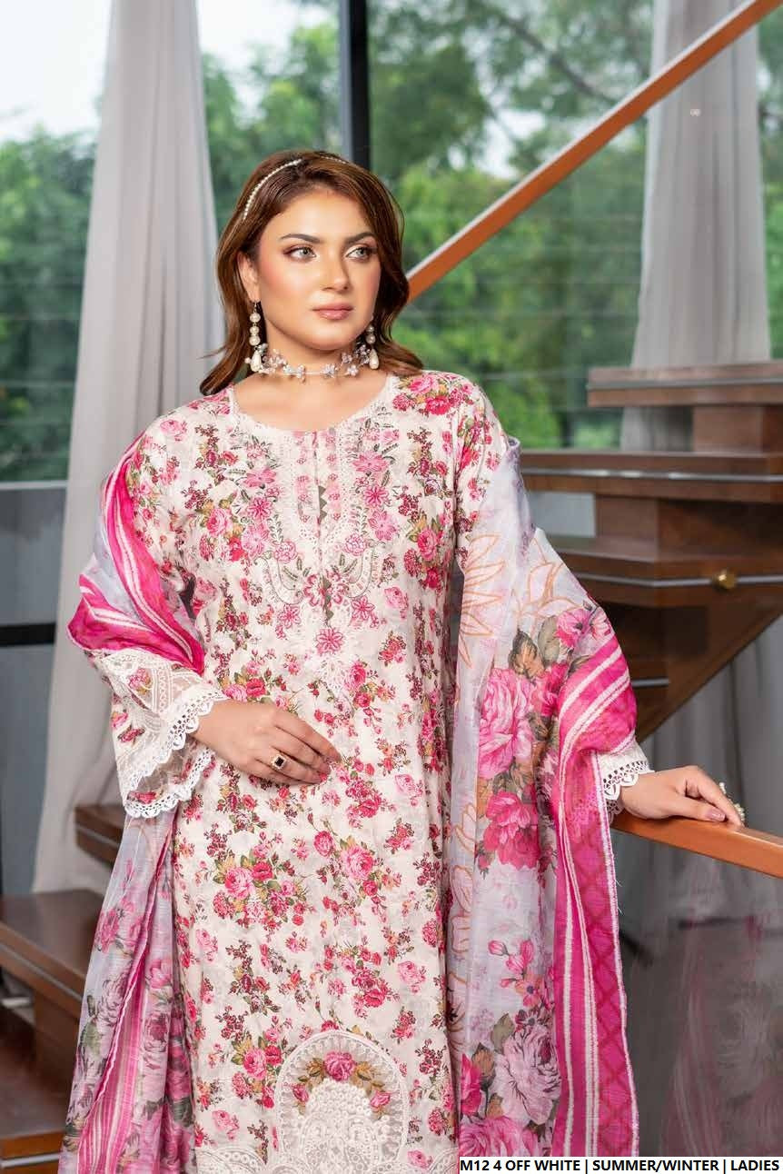 Pakistani women's lawn A-Line printed casual outfit detail view