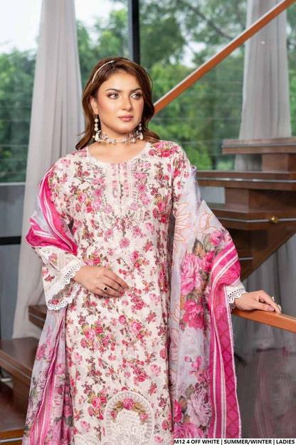 Pakistani women's lawn A-Line printed casual outfit detail view