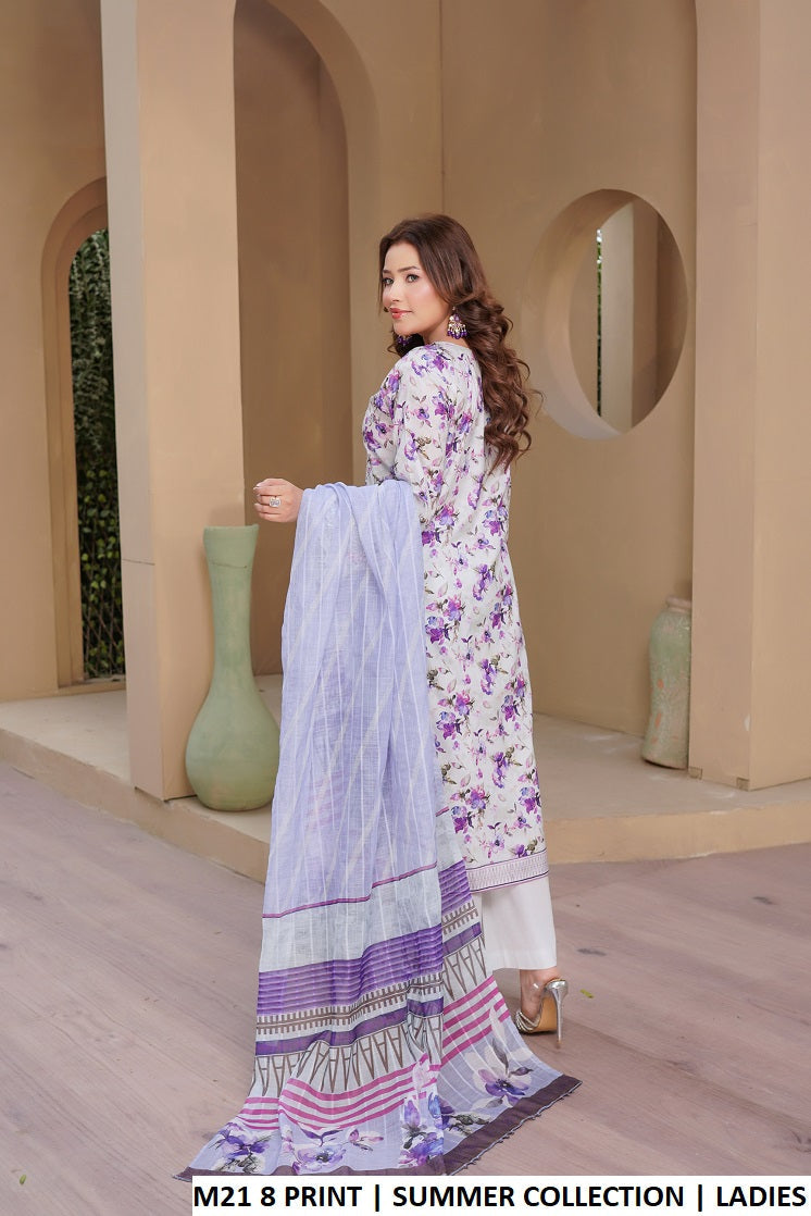Pakistani women's lawn A-Line printed casual shirt plazo back view
