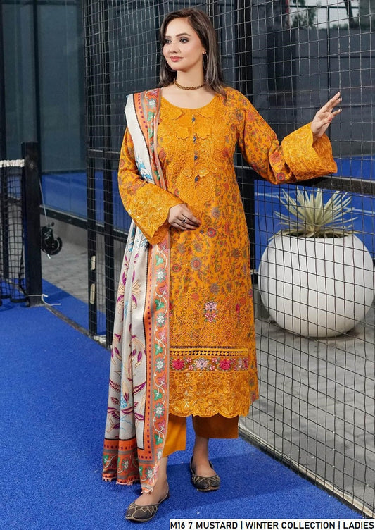 Lawn A-Line shirt mustard yellow - Pakistani women's casual summer outfit with cotton trouser and lawn dupatta front view