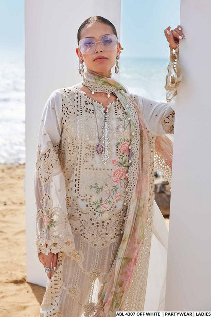 Off white organza Pakistani women's A-Line shirt side view