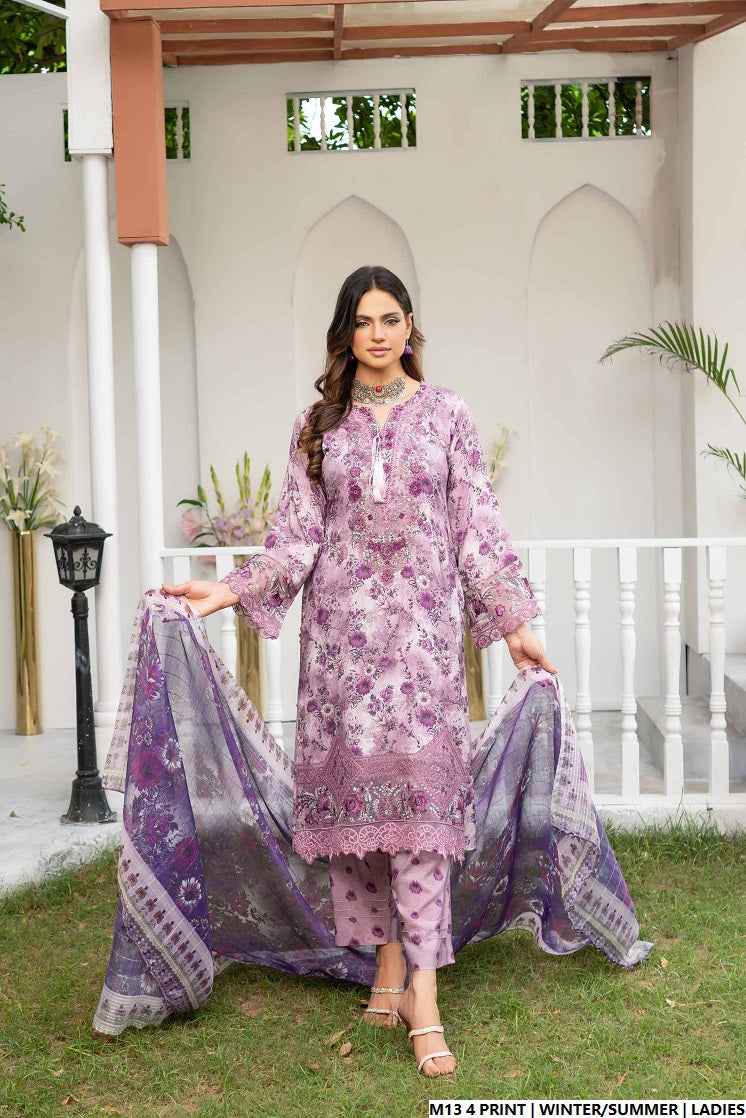 Pakistani women's lawn A-Line printed casual outfit detail view