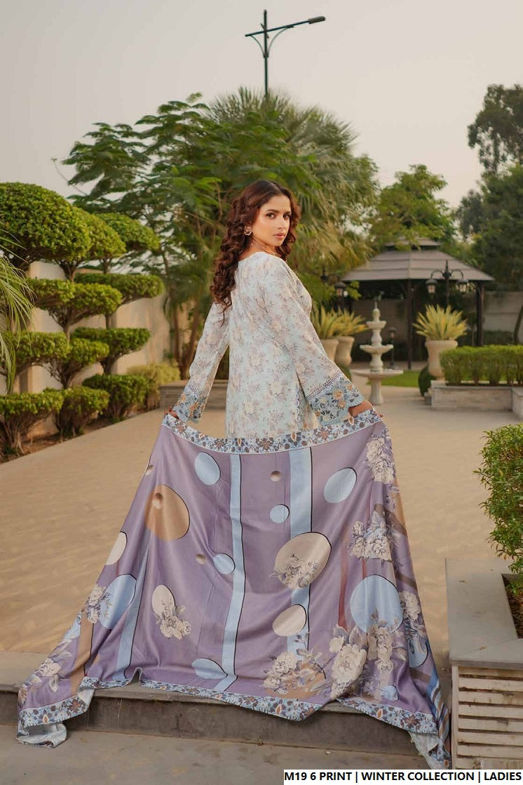 Pakistani women's lawn A-Line printed casual outfit back view