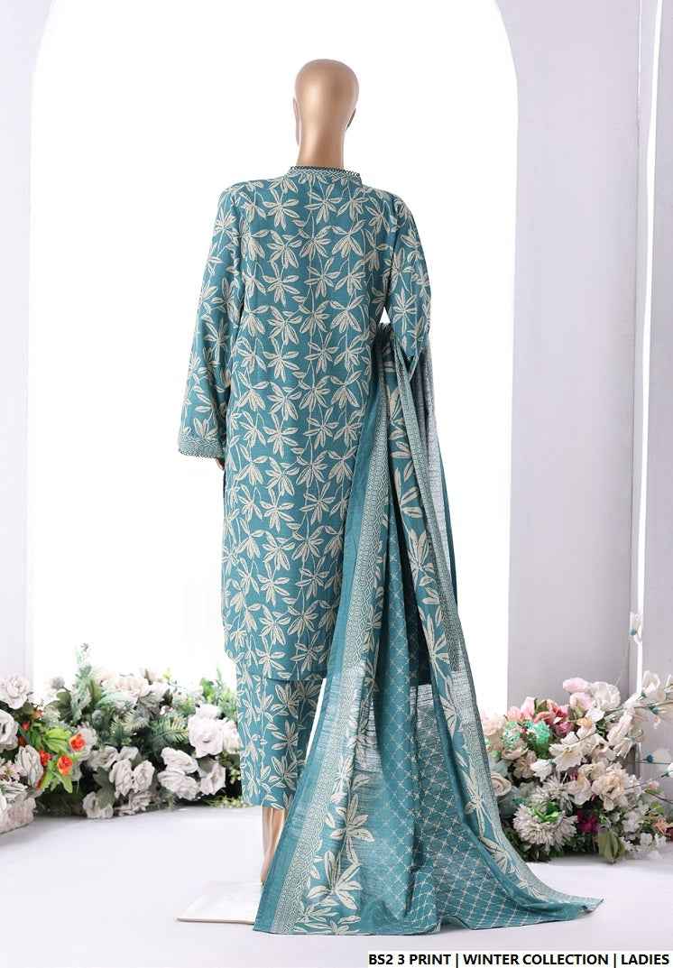 Pakistani women's lawn A-Line printed casual outfit back view