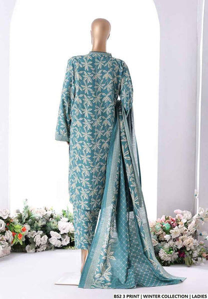 Pakistani women's lawn A-Line printed casual outfit back view