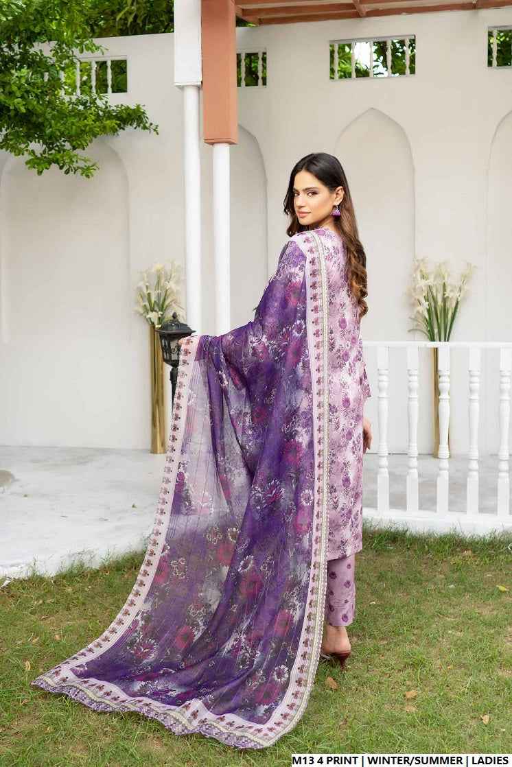 Pakistani women's lawn A-Line printed casual outfit back view