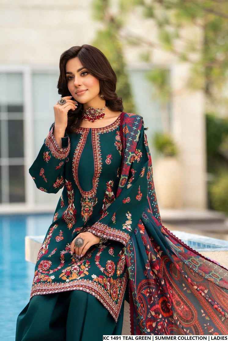 KC 1491 TEAL GREEN | FARSHI SHALWAR